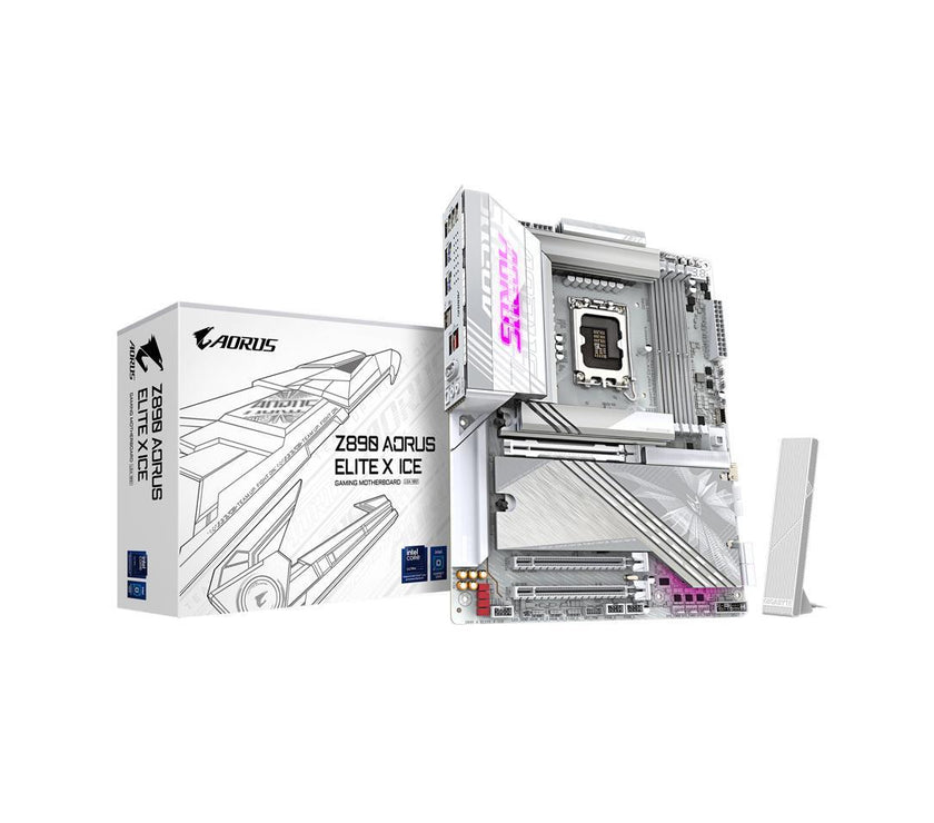 GIGABYTE Z890 AORUS ELITE X ICE Ultra Core (Series 2) LGA 1851, ATX, DDR5, 5x M.2, PCIe 5.0, Thunderbolt 4, WIFI7, 2.5GbE LAN, EZ-Latch