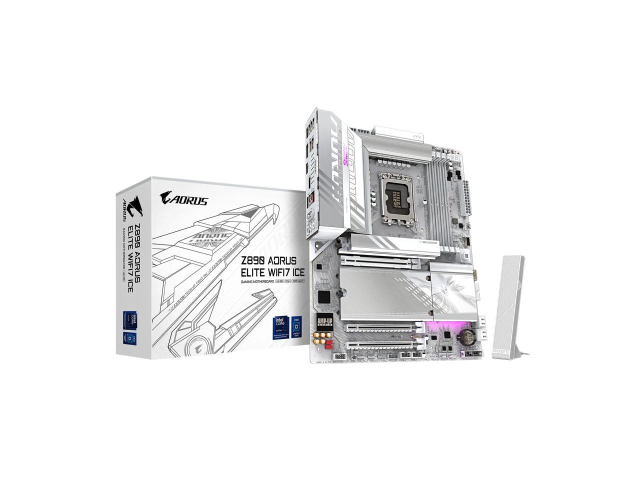 GIGABYTE Z890 AORUS ELITE WIFI7 ICE Ultra Core (Series 2) LGA 1851, ATX, DDR5, 4x M.2, PCIe 5.0, Thunderbolt 4, WIFI7, 2.5GbE LAN, EZ-Latch