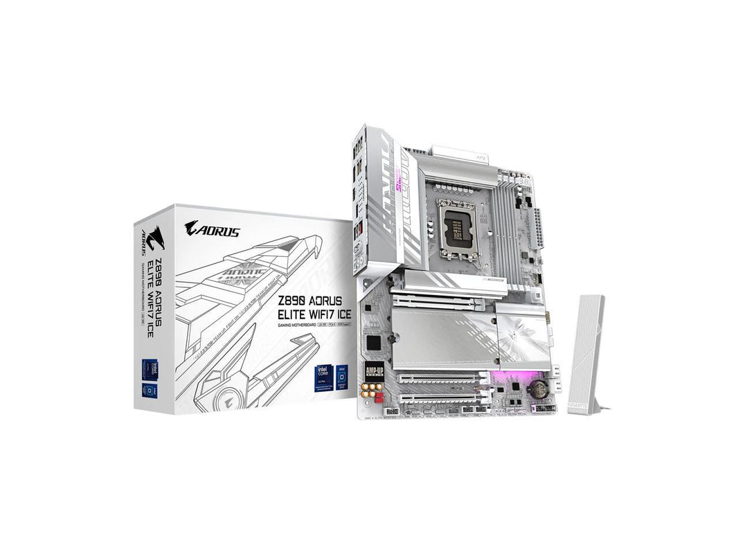 GIGABYTE Z890 AORUS ELITE WIFI7 ICE Ultra Core (Series 2) LGA 1851, ATX, DDR5, 4x M.2, PCIe 5.0, Thunderbolt 4, WIFI7, 2.5GbE LAN, EZ-Latch