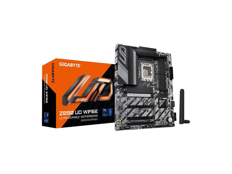 GIGABYTE Z890 UD WIFI6E Ultra Core (Series 2) LGA 1851, ATX, DDR5, 3x M.2, PCIe 5.0, Front USB Type-C, WIFI6E, 2.5GbE LAN, EZ-Latch