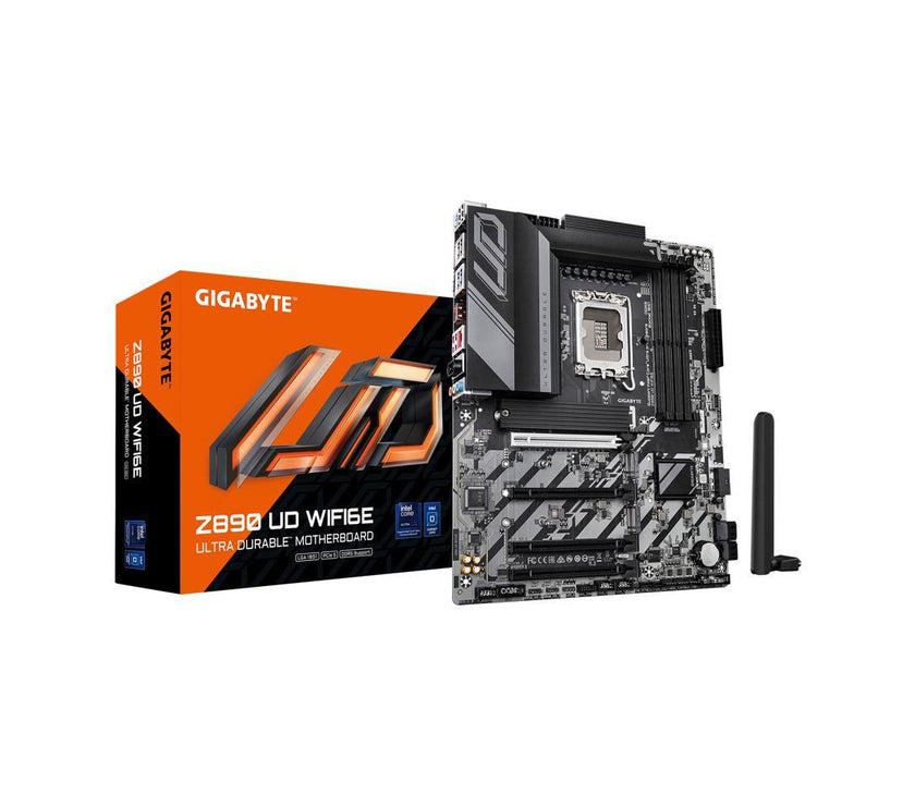 GIGABYTE Z890 UD WIFI6E Ultra Core (Series 2) LGA 1851, ATX, DDR5, 3x M.2, PCIe 5.0, Front USB Type-C, WIFI6E, 2.5GbE LAN, EZ-Latch