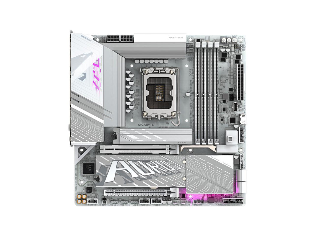 GIGABYTE Z890M AORUS ELITE WIFI7 ICE Ultra Core (Series 2) LGA 1851, ATX, DDR5, 3x M.2, PCIe 5.0, Thunderbolt 4, WIFI7, 2.5GbE LAN, EZ-Latch