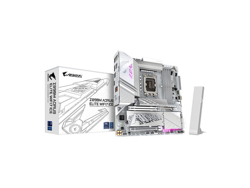 GIGABYTE Z890M AORUS ELITE WIFI7 ICE Ultra Core (Series 2) LGA 1851, ATX, DDR5, 3x M.2, PCIe 5.0, Thunderbolt 4, WIFI7, 2.5GbE LAN, EZ-Latch