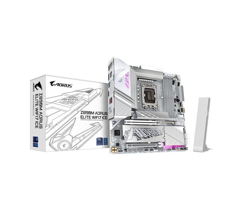 GIGABYTE Z890M AORUS ELITE WIFI7 ICE Ultra Core (Series 2) LGA 1851, ATX, DDR5, 3x M.2, PCIe 5.0, Thunderbolt 4, WIFI7, 2.5GbE LAN, EZ-Latch