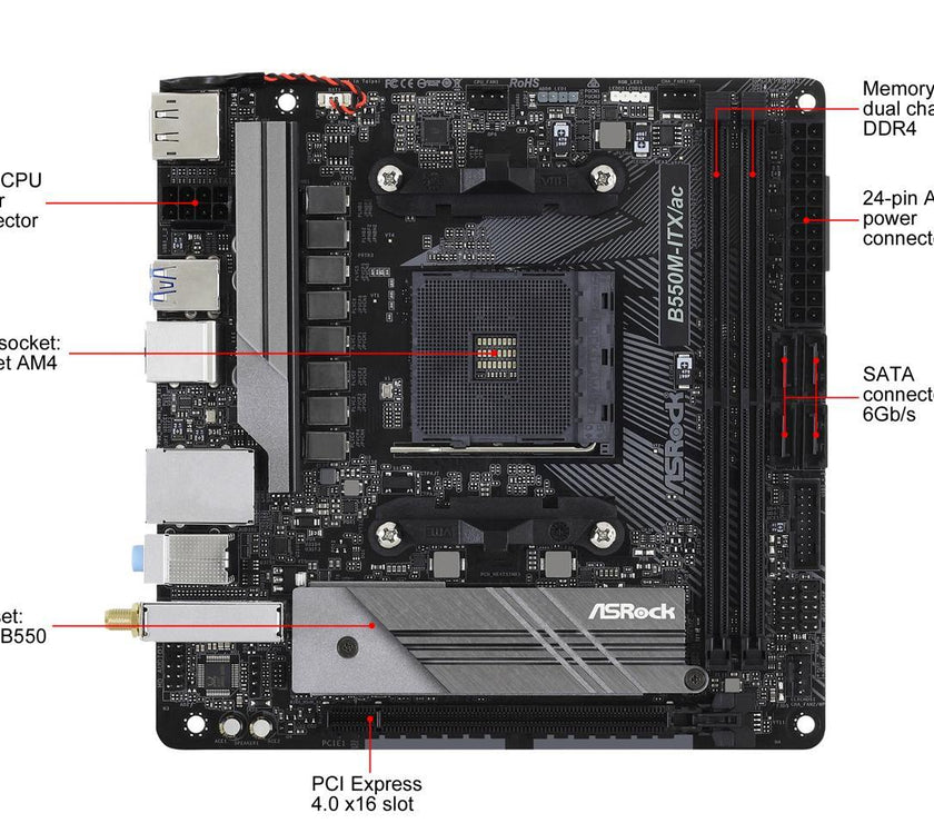 ASRock B550M-ITX/AC AM4 AMD B550 SATA 6Gb/s Mini ITX AMD Motherboard