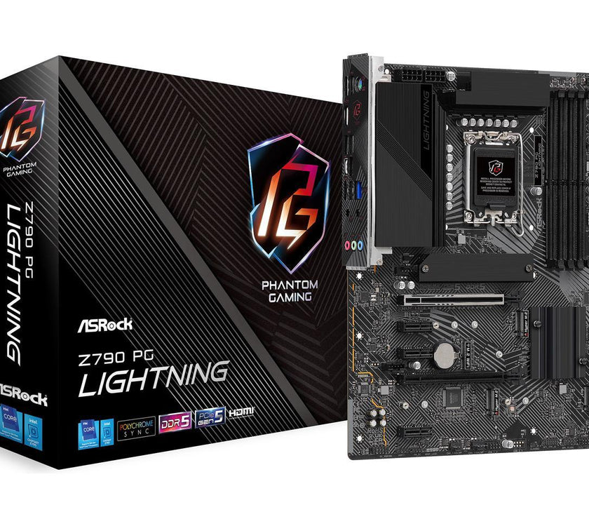 ASRock Z790 PG Lightning Intel LGA1700 (14th,13th,12th Gen) ATX Motherboard, 4 slots DDR5, PCIE 5.0 x16,  Quad Hyper M.2 slots, 2.5Gb Lan, 7.1 Nahimic Audio, Front USB3.2 Gen2X2 Type_C, 14+1+1 Power Phase