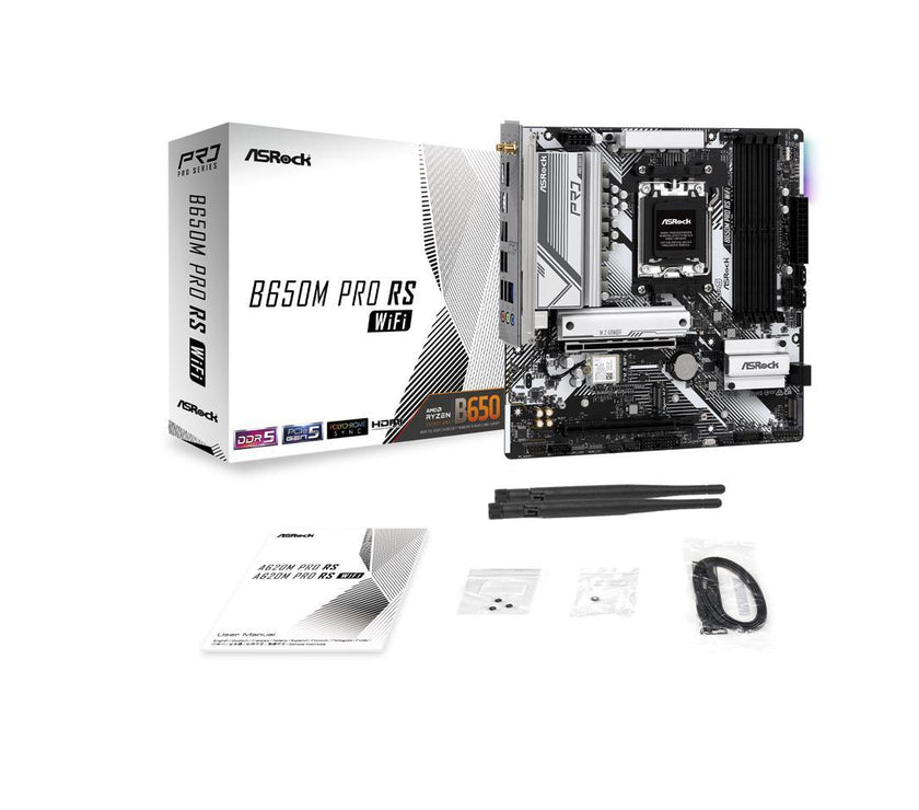 ASRock B650M Pro RS WiFi AM5 AMD B650 SATA 6Gb/s Micro ATX Motherboard