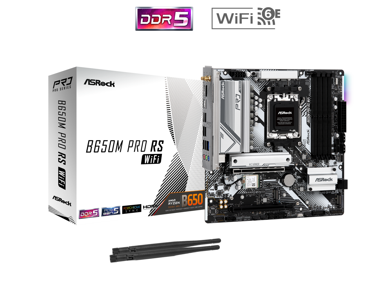 ASRock B650M Pro RS WiFi AM5 AMD B650 SATA 6Gb/s Micro ATX Motherboard