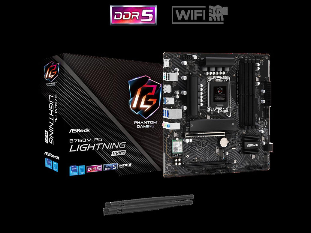 ASRock B760M PG Lightning WiFi LGA 1700 Intel B760 Micro ATX Motherboard