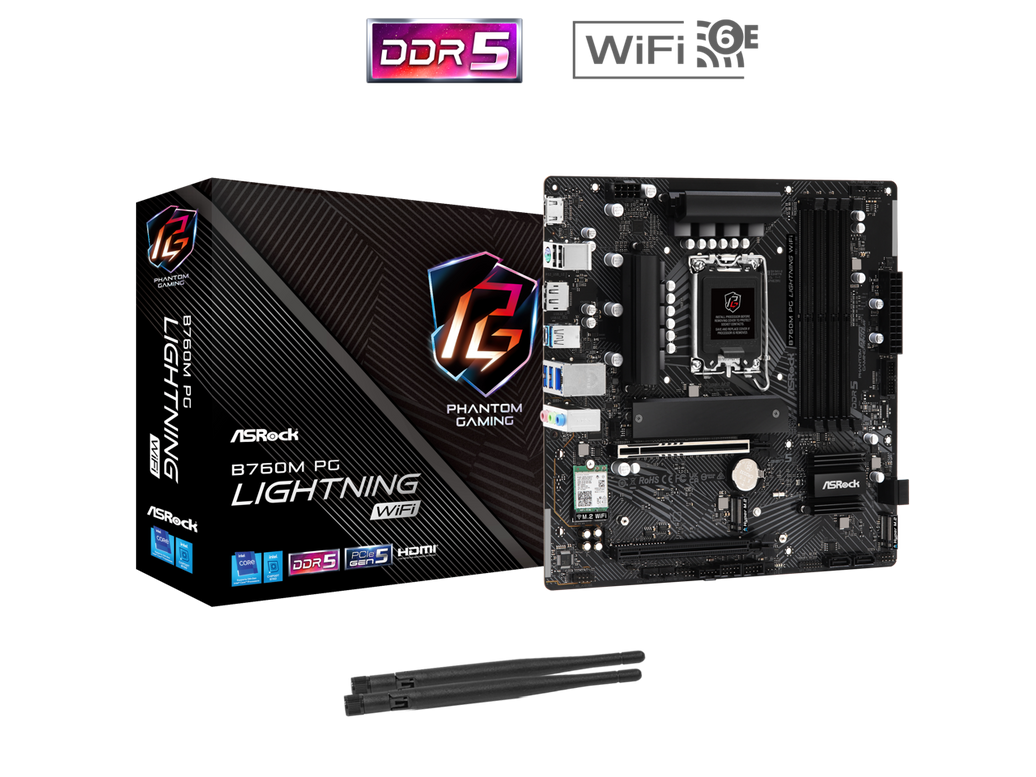 ASRock B760M PG Lightning WiFi LGA 1700 Intel B760 Micro ATX Motherboard