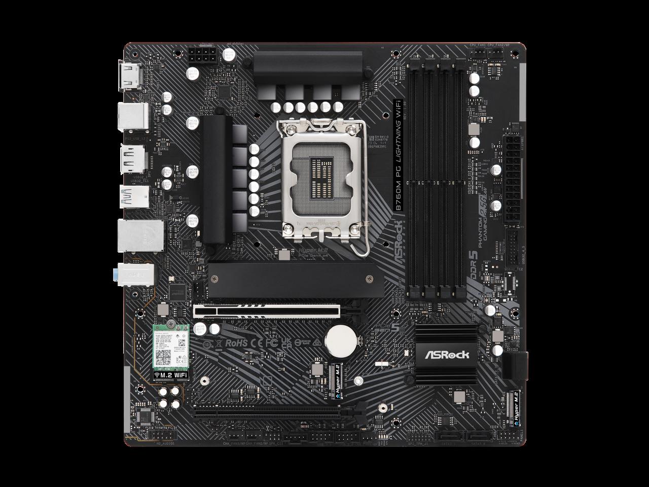 ASRock B760M PG Lightning WiFi LGA 1700 Intel B760 Micro ATX Motherboard