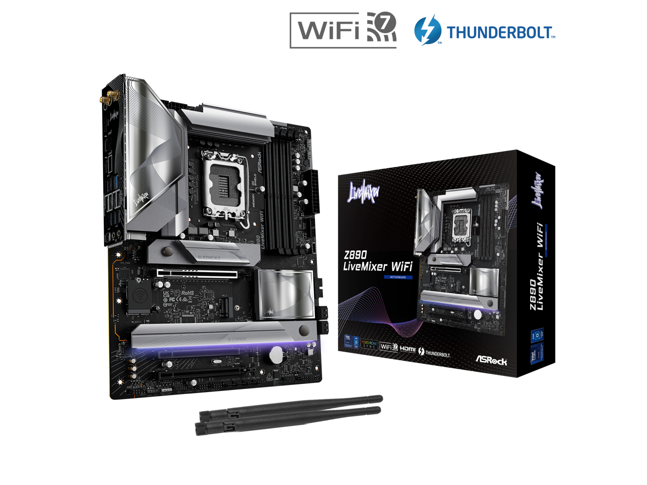 ASRock Z890 LiveMixer WiFi LGA 1851 Intel Z890 SATA 6Gb/s ATX Motherboard