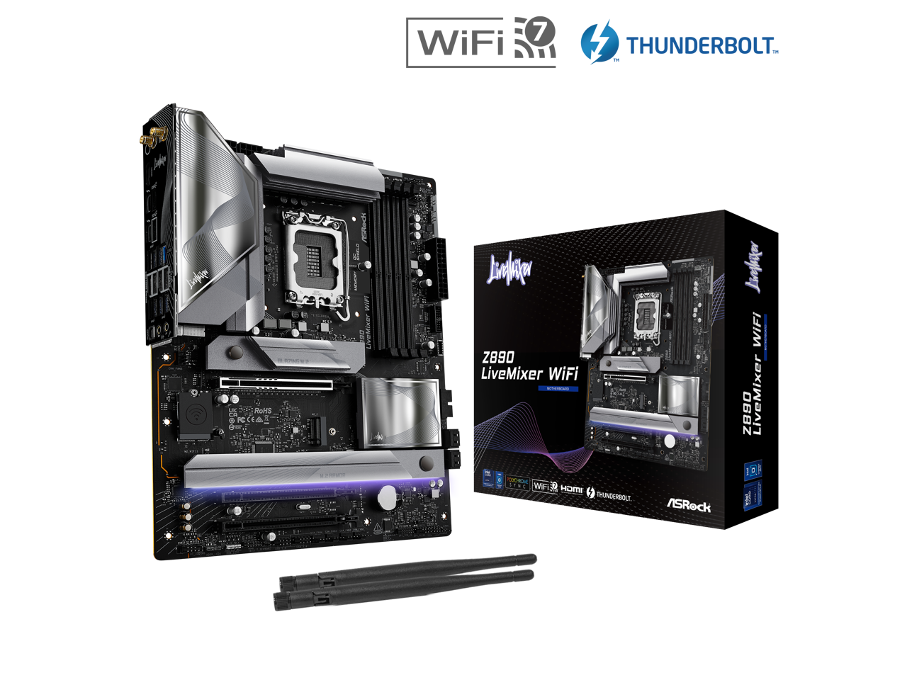 ASRock Z890 LiveMixer WiFi LGA 1851 Intel Z890 SATA 6Gb/s ATX Motherboard