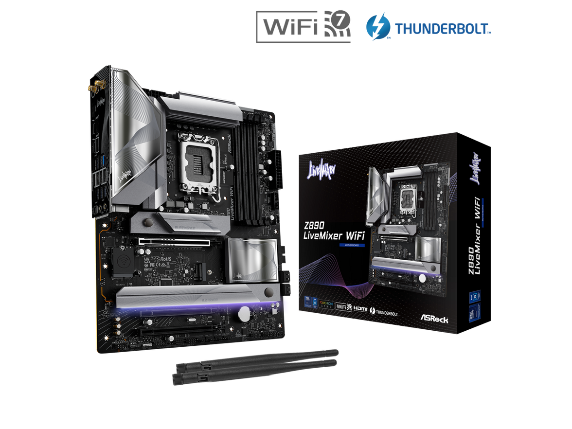 ASRock Z890 LiveMixer WiFi LGA 1851 Intel Z890 SATA 6Gb/s ATX Motherboard