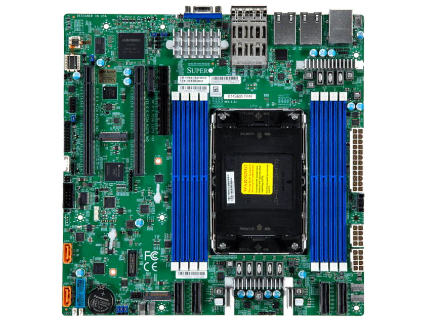 Supermicro X14SBM-TP4F Server Motherboard, Intel® Xeon® 6700E-series processors, Single Socket LGA-4710 (Socket E2) supported, CPU TDP supports Up to 350W TDP