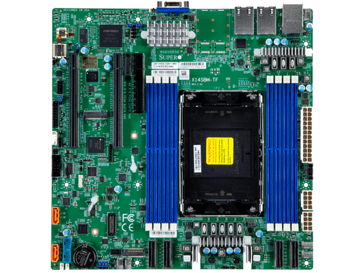 Supermicro X14SBM-TF Server Motherboard, Intel® Xeon® 6700E-series processors, Single Socket LGA-4710 (Socket E2) supported, CPU TDP supports Up to 350W TDP