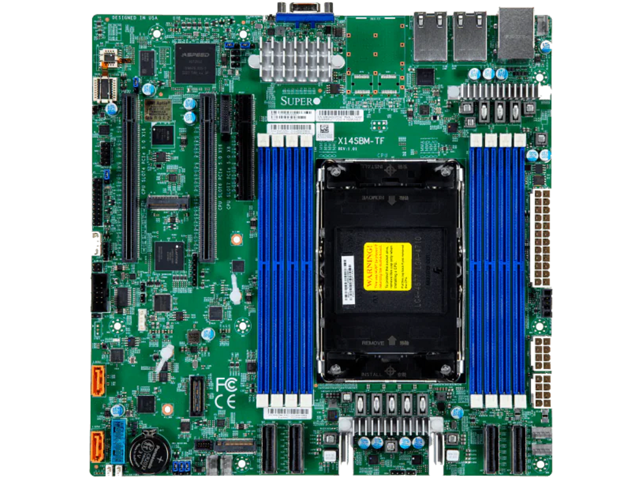 Supermicro X14SBM-TF Server Motherboard, Intel® Xeon® 6700E-series processors, Single Socket LGA-4710 (Socket E2) supported, CPU TDP supports Up to 350W TDP