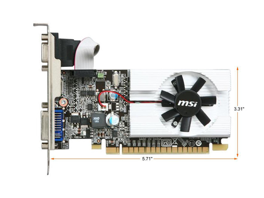 MSI GeForce 210 1GB DDR3 PCI Express 2.0 x16 Low Profile Ready Video Card N210-MD1G/D3