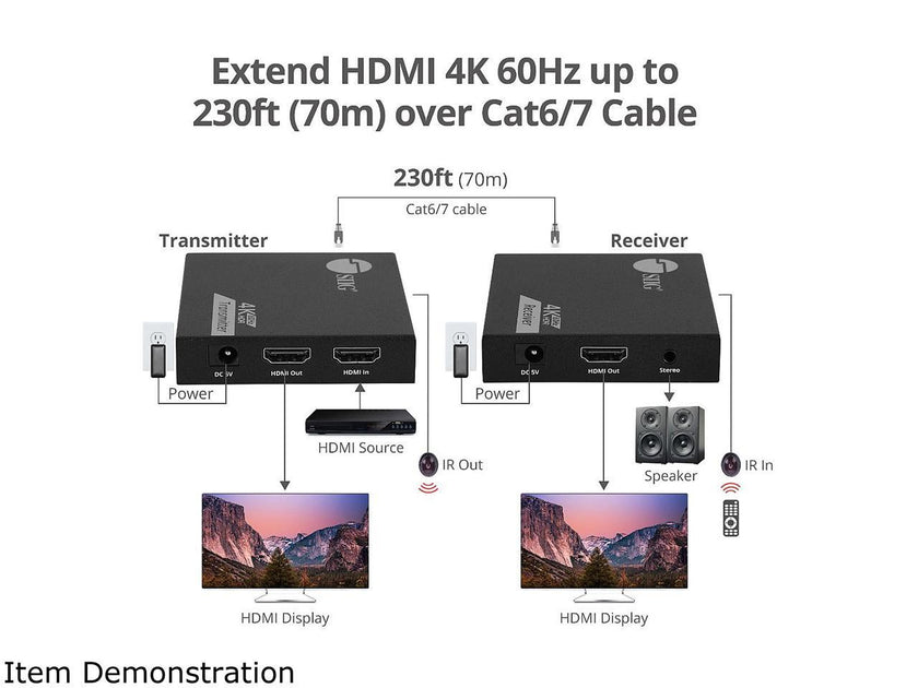 SIIG 4K 60Hz HDMI Over Cat6 Extender with Loopout & IR CE-H27D11-S1