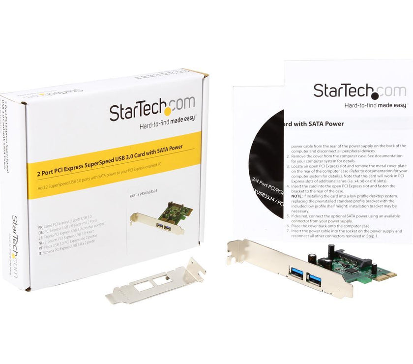 StarTech.com 2 Port PCI Express (PCIe) SuperSpeed USB 3.0 Card Adapter with UASP - SATA Power Model PEXUSB3S24