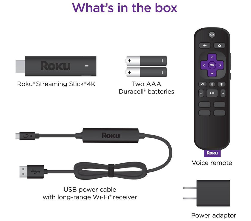 Roku Streaming Stick 4K | Streaming Device with Voice Remote and Long-Range Wi-Fi