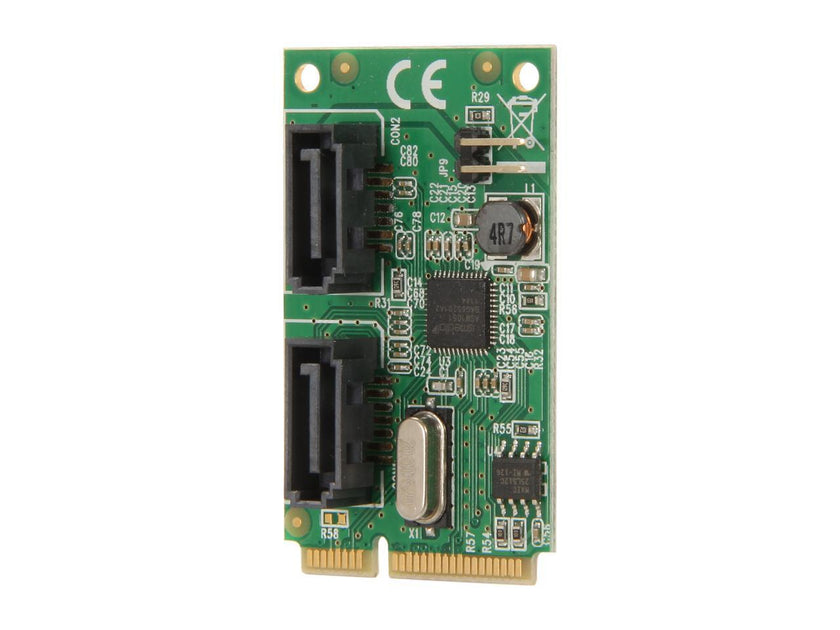 SYBA 2-Port SATA 6G Card, Mini PCI-Express Form Factor, non-RAID, ASM1061 Chipset Model SD-MPE40056