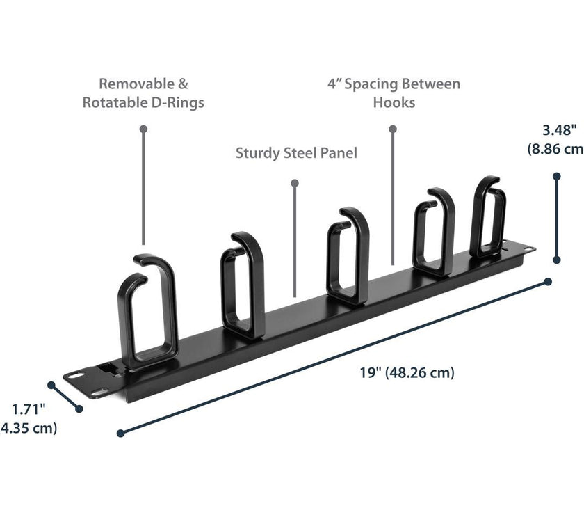 StarTech.com CABLMANAGER2 1U 19in Metal Rackmount Cable Management Panel