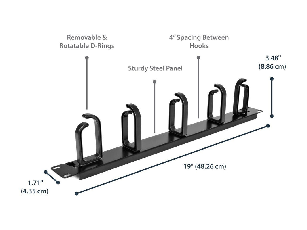 StarTech.com CABLMANAGER2 1U 19in Metal Rackmount Cable Management Panel