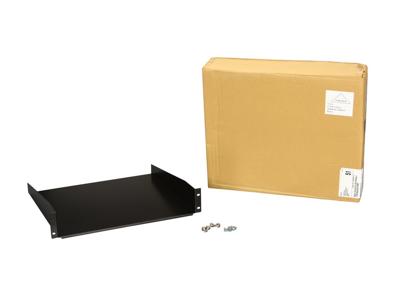 StarTech.com CABSHELF 2U Black Standard Universal Server Rack Cabinet Shelf