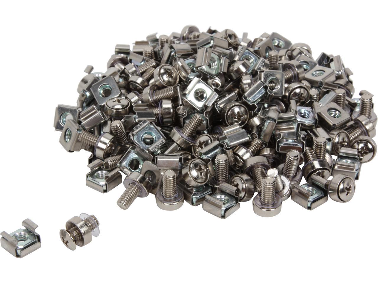 StarTech.com CABSCREWM62 100 Pkg M6 Mounting Screws and Cage Nuts for Server Rack Cabinet