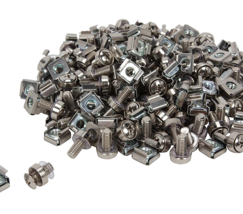 StarTech.com CABSCREWM62 100 Pkg M6 Mounting Screws and Cage Nuts for Server Rack Cabinet