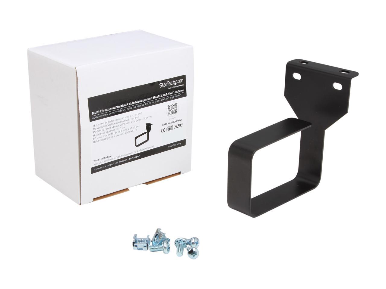 StarTech.com CMHOOKMW Multi-Directional Vertical Server Rack Cable Management D-Ring Hook 2.4x3.9in (6x10cm)