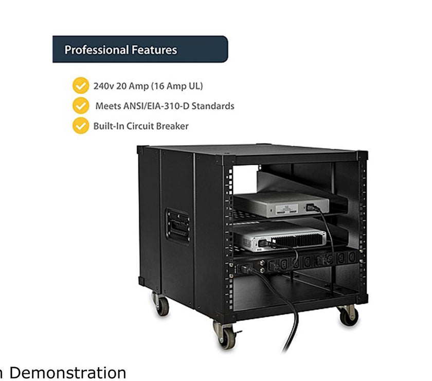 StarTech PDU08C13H 8-Port Rack-Mount PDU with C13 Outlets - 10 ft. Power Cord (NEMA5-20p) - 16 A - Server Rack Power Distribution Unit - 1U