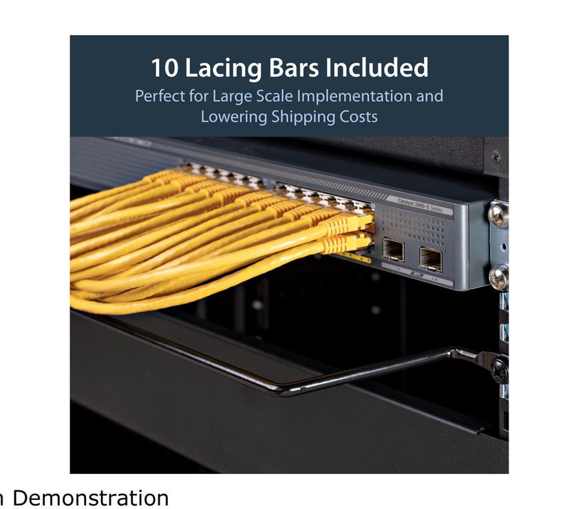 StarTech.com Cable Lacing Bar - 10 Pack - Steel - Horizontal Cable Management Bar -  Rack Cable Organizer - Cable Lacing Tool