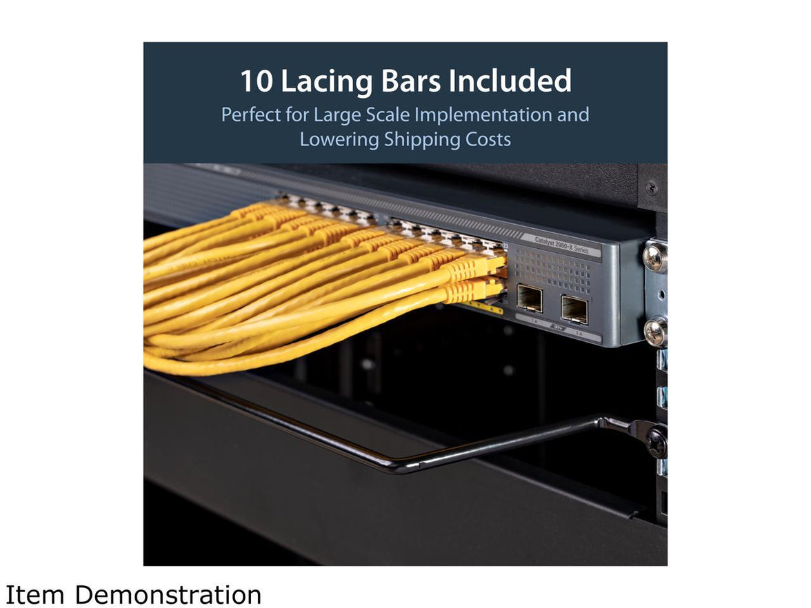 StarTech.com Cable Lacing Bar - 10 Pack - Steel - Horizontal Cable Management Bar -  Rack Cable Organizer - Cable Lacing Tool