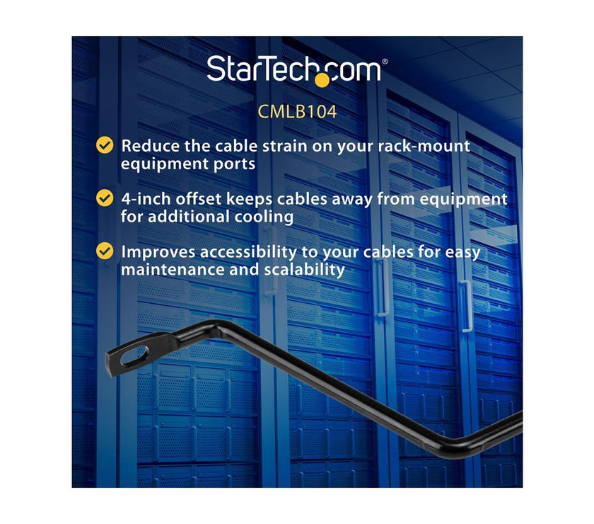 StarTech.com Cable Lacing Bar - 10 Pack - Steel - Horizontal Cable Management Bar -  Rack Cable Organizer - Cable Lacing Tool