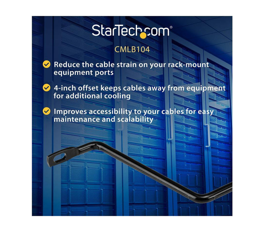 StarTech.com Cable Lacing Bar - 10 Pack - Steel - Horizontal Cable Management Bar -  Rack Cable Organizer - Cable Lacing Tool