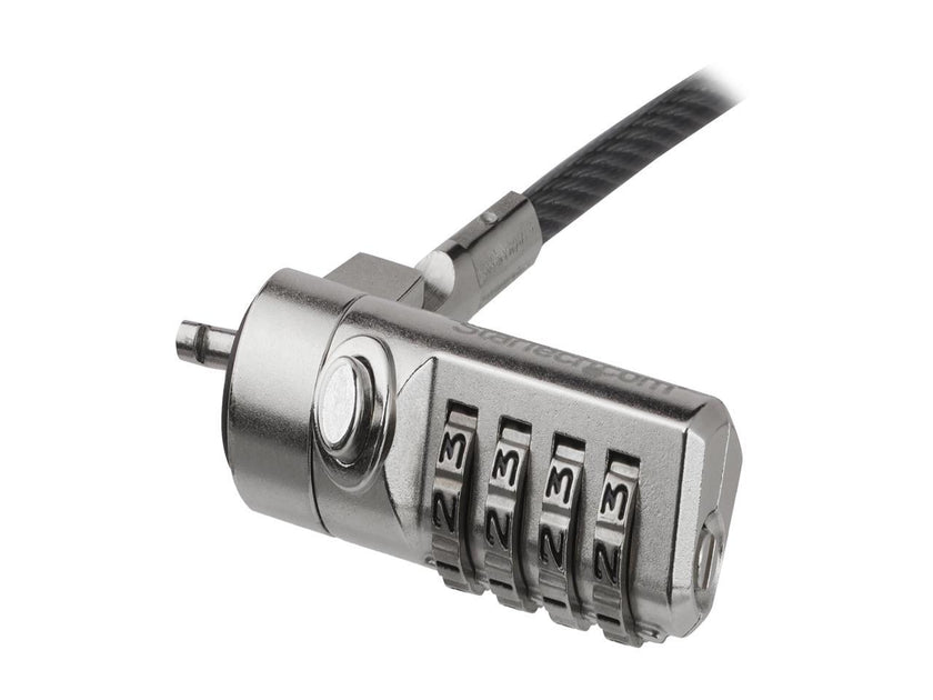 StarTech.com LTLOCK4D Laptop Cable Lock - With Swivel Hinge - 2m / 6.5' Steel Cable - Portable 4-Digit Combination Lock - Locking Security Cable