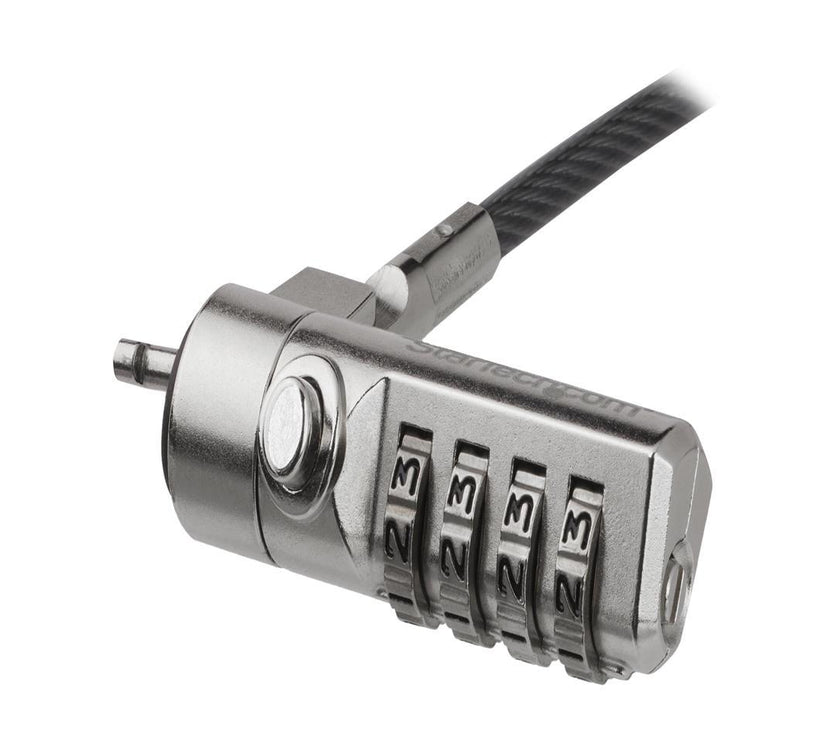 StarTech.com LTLOCK4D Laptop Cable Lock - With Swivel Hinge - 2m / 6.5' Steel Cable - Portable 4-Digit Combination Lock - Locking Security Cable