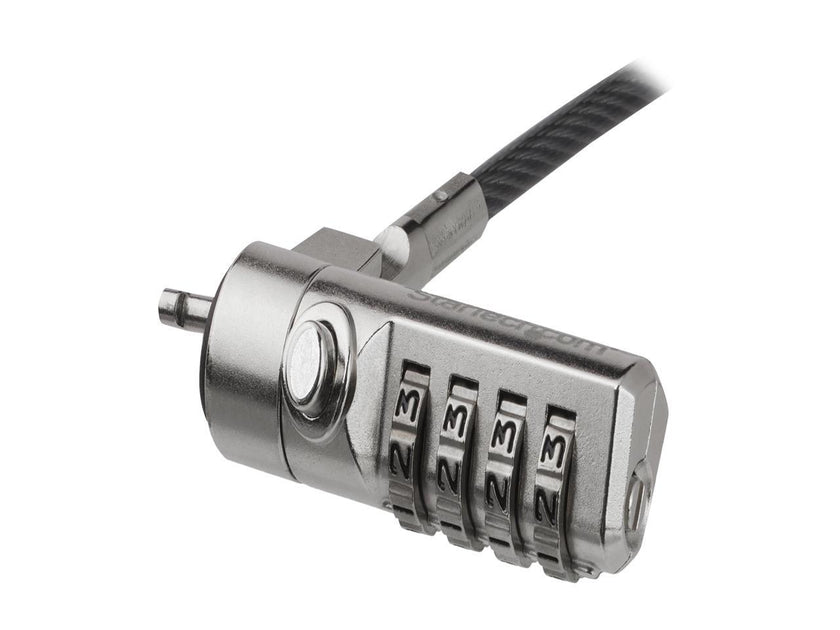 StarTech.com LTLOCK4D Laptop Cable Lock - With Swivel Hinge - 2m / 6.5' Steel Cable - Portable 4-Digit Combination Lock - Locking Security Cable