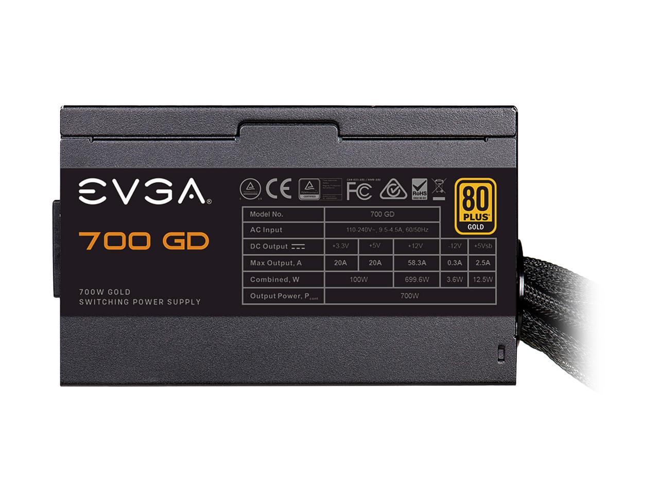 EVGA 700 GD 100-GD-0700-V1 700 W ATX12V / EPS12V 80 PLUS GOLD Certified Non-Modular Active PFC Power Supply