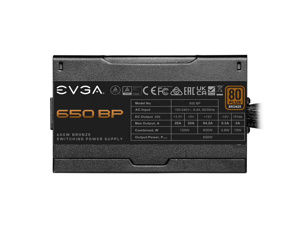 EVGA 650 BP, 80+ BRONZE 650W, 3 Year Warranty, Compact 120mm Size, Power Supply 100-BP-0650-K1