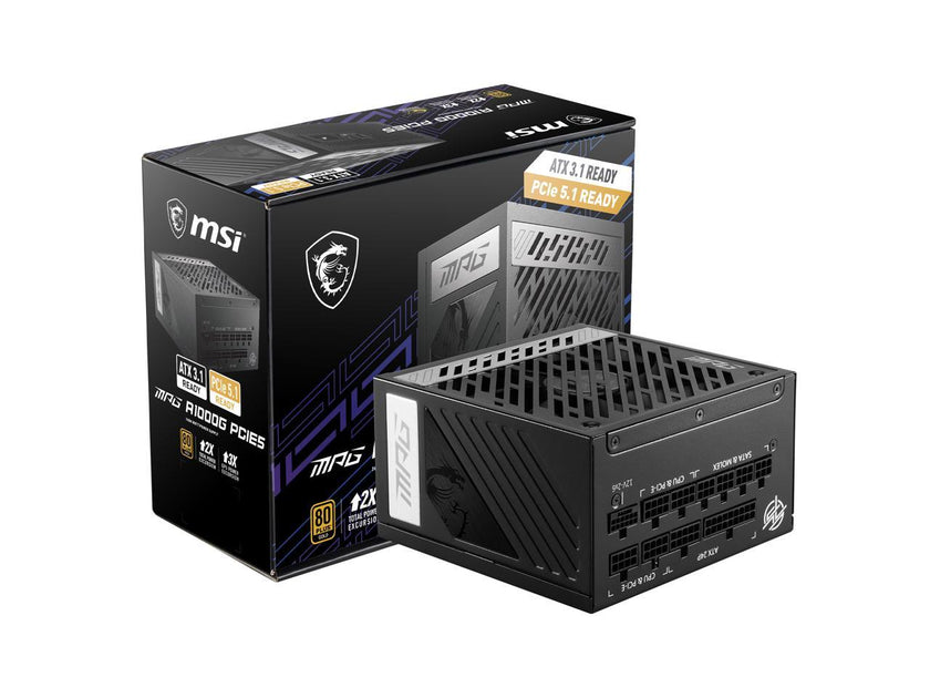 MSI - MPG A1000G PCIE 5.0, 80 GOLD Full Modular Gaming PSU, 12VHPWR Cable, 4080 4090 ATX 3.0 Compatible, 1000W Power Supply