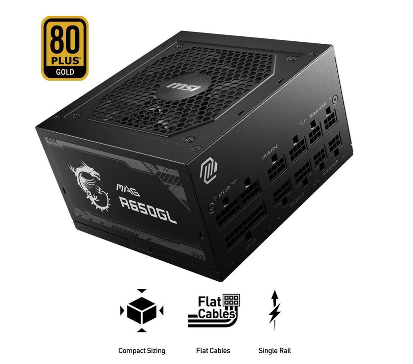 MSI MAG A650GL Fully-Modular, 80 Plus Gold, 650W Power Supply