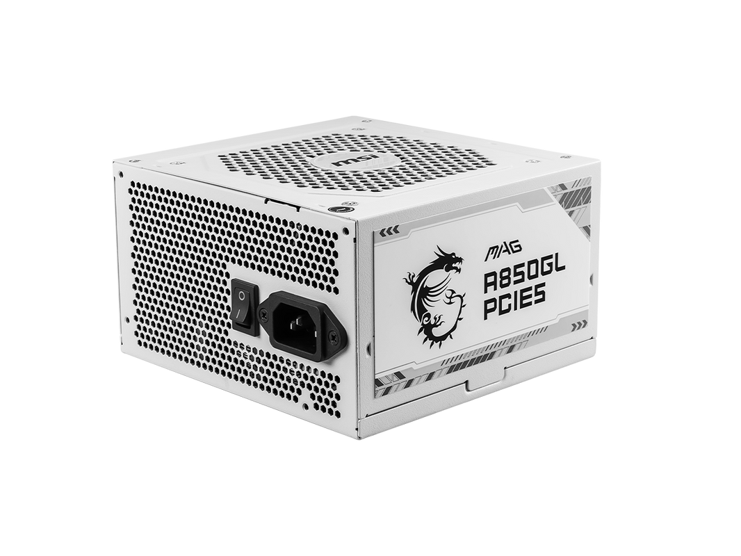 MSI MAG A850GL PCIE5 White, Fully-Modular, 80 Plus Gold, 850W Power Supply