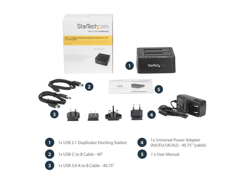 StarTech.com SDOCK2U313R USB 3.1 (10Gbps) Standalone Duplicator Dock for 2.5" & 3.5" SATA SSD / HDD - with Fast-Speed Duplication up to 28GB/min