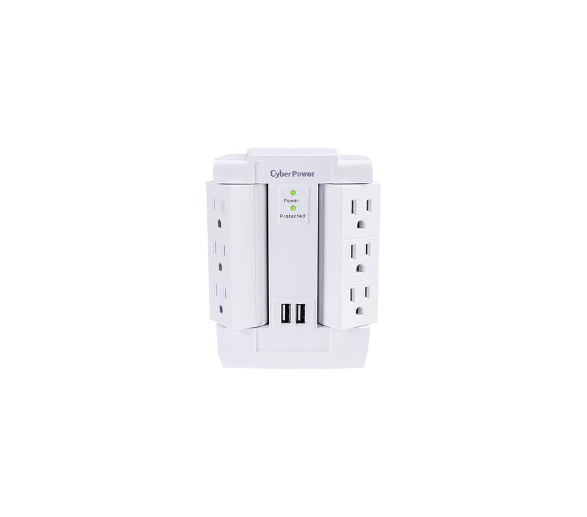 CyberPower CSP600WSURC2 6-Outlet Swivel Professional Surge Protector Wall Tap with 2 USB Ports