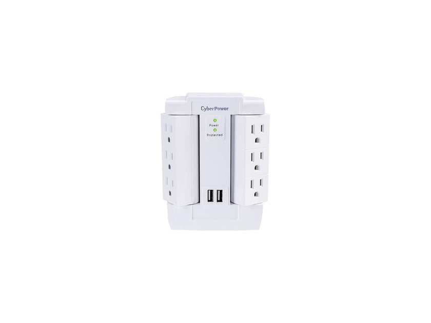 CyberPower CSP600WSURC2 6-Outlet Swivel Professional Surge Protector Wall Tap with 2 USB Ports