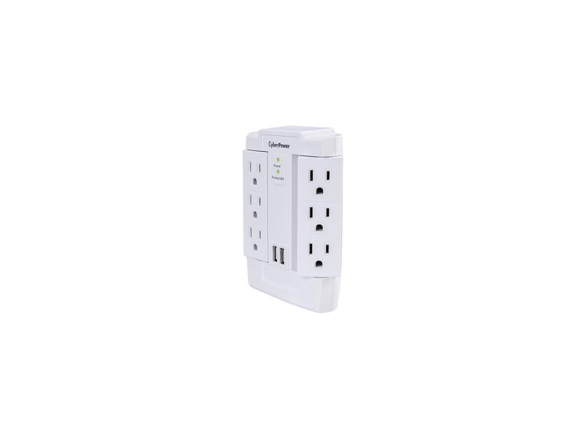 CyberPower CSP600WSURC2 6-Outlet Swivel Professional Surge Protector Wall Tap with 2 USB Ports