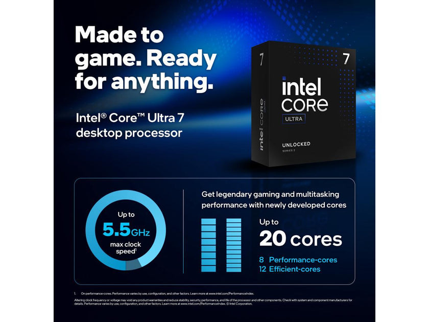 Intel Core Ultra 7 265K - Core Ultra 7 (Series 2) Arrow Lake 20-Core (8P+12E), LGA 1851, 125W Desktop Processor - BX80768265K